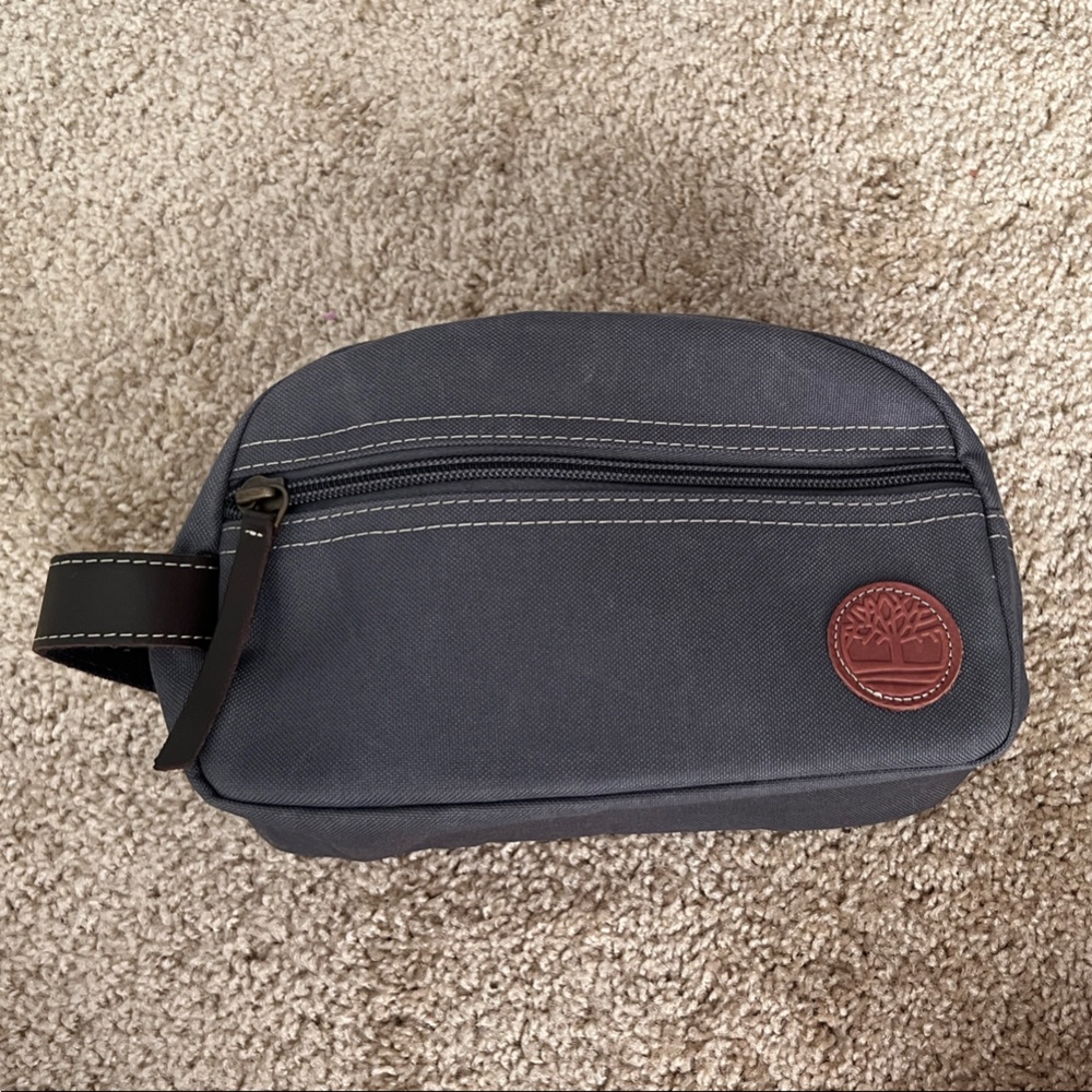 Timberland Charcoal Toiletry Bag with Leather Accent